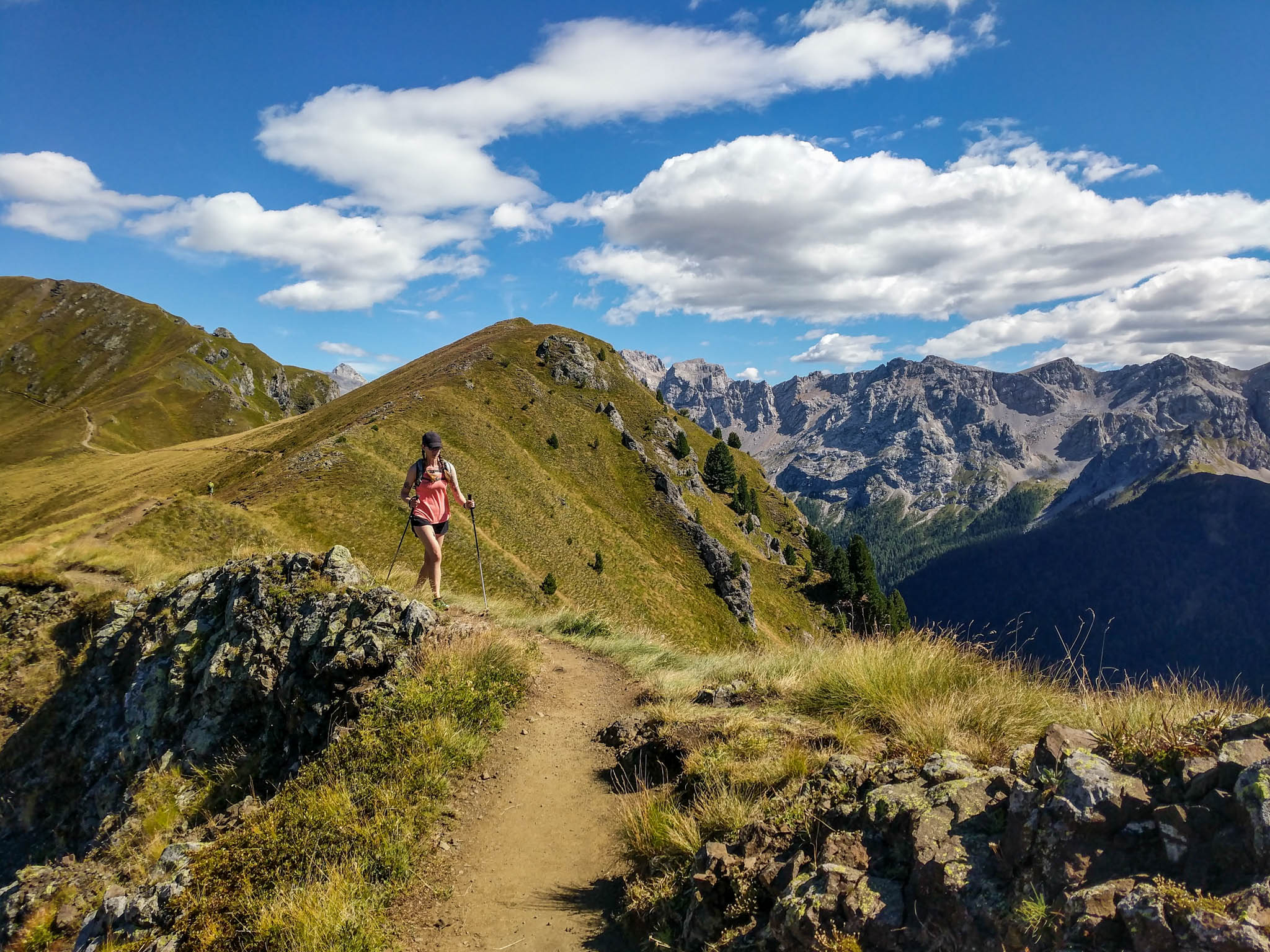 Trail running above Pozza di Fassa