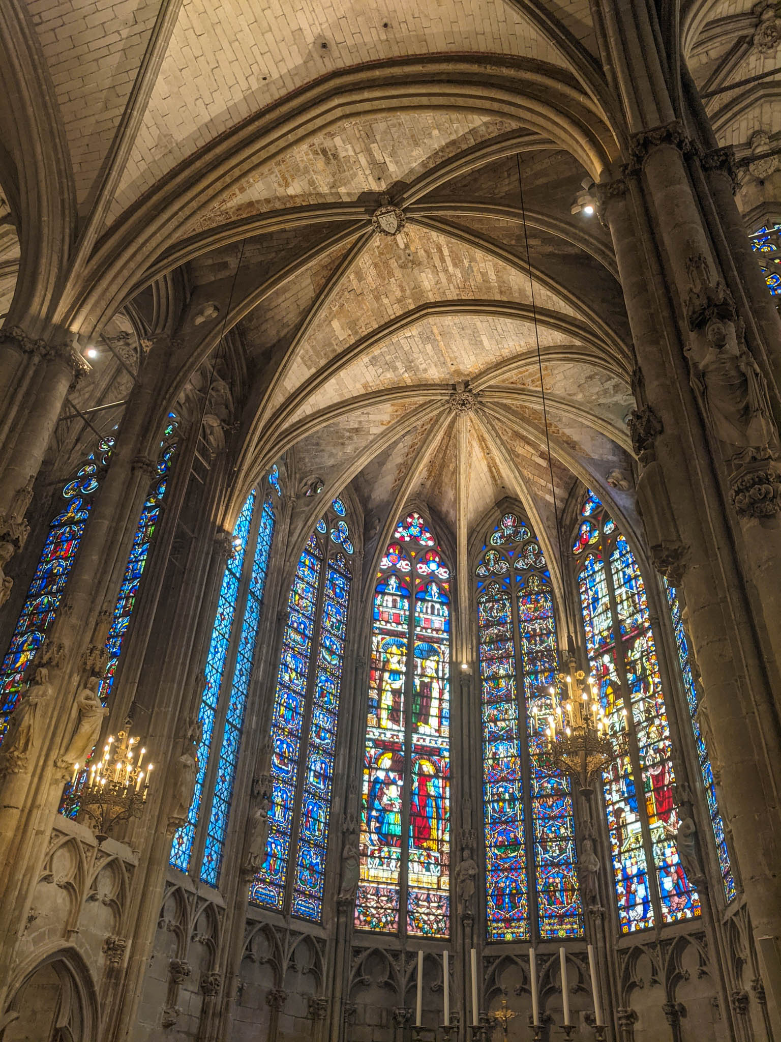 Stained glass in Carcassonne Cathedral